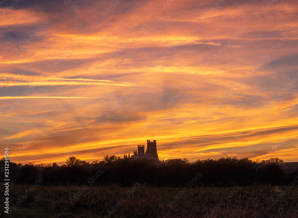 Sunset behind Ely Cathedral, 29th Sepytember 2018