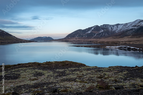 Icelandic Mountains and Reflections by the Bay