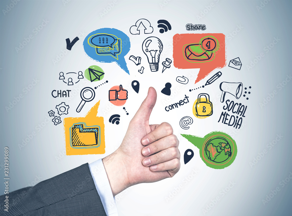 Man hand with thumb up, social media Man hand with thumb up, social media