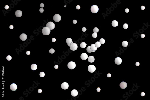 soap bubbles with smoke on black background