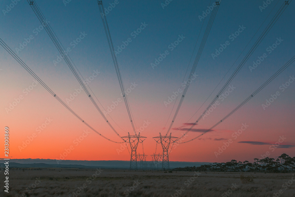 Power lines at Sunset