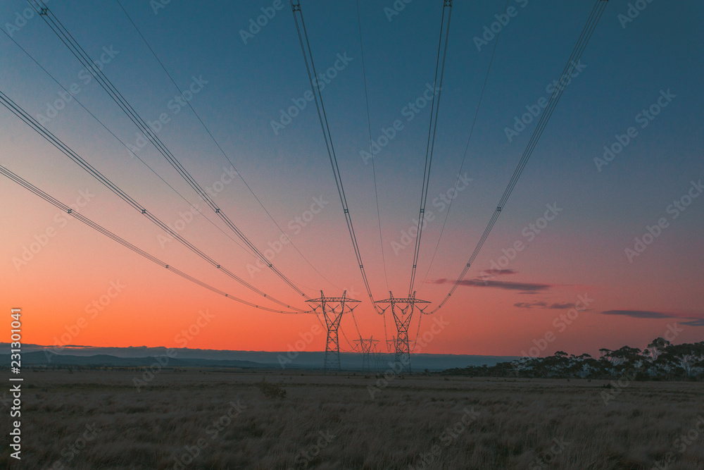 Power lines at Sunset