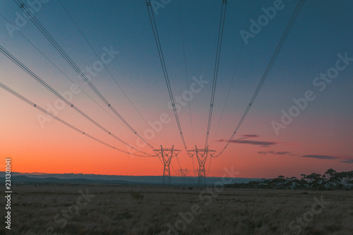 Obraz na płótnie Power lines at Sunset w salonie