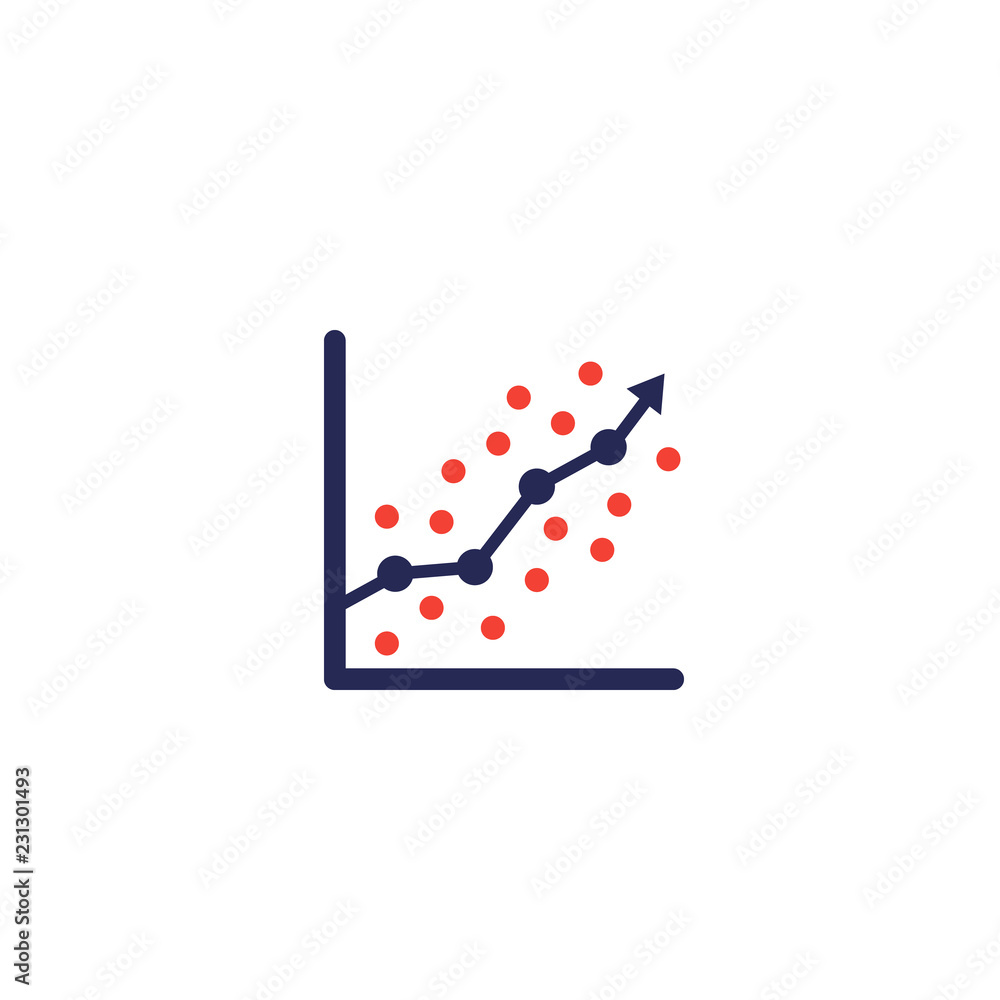 regression analysis icon with graph regression analysis icon with graph