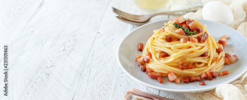 Traditional italian dish spaghetti carbonara