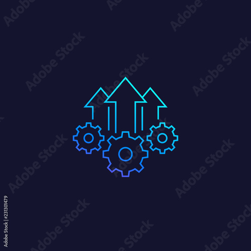 Operational excellence, production growth icon, linear