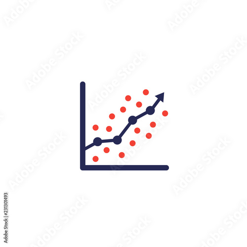 regression analysis icon with graph
