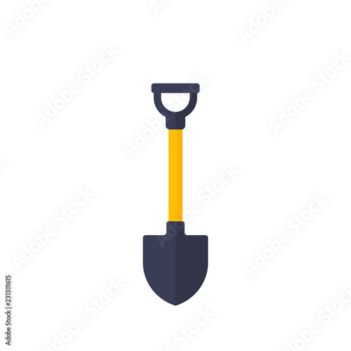 Shovel on white, vector icon in flat style photo
