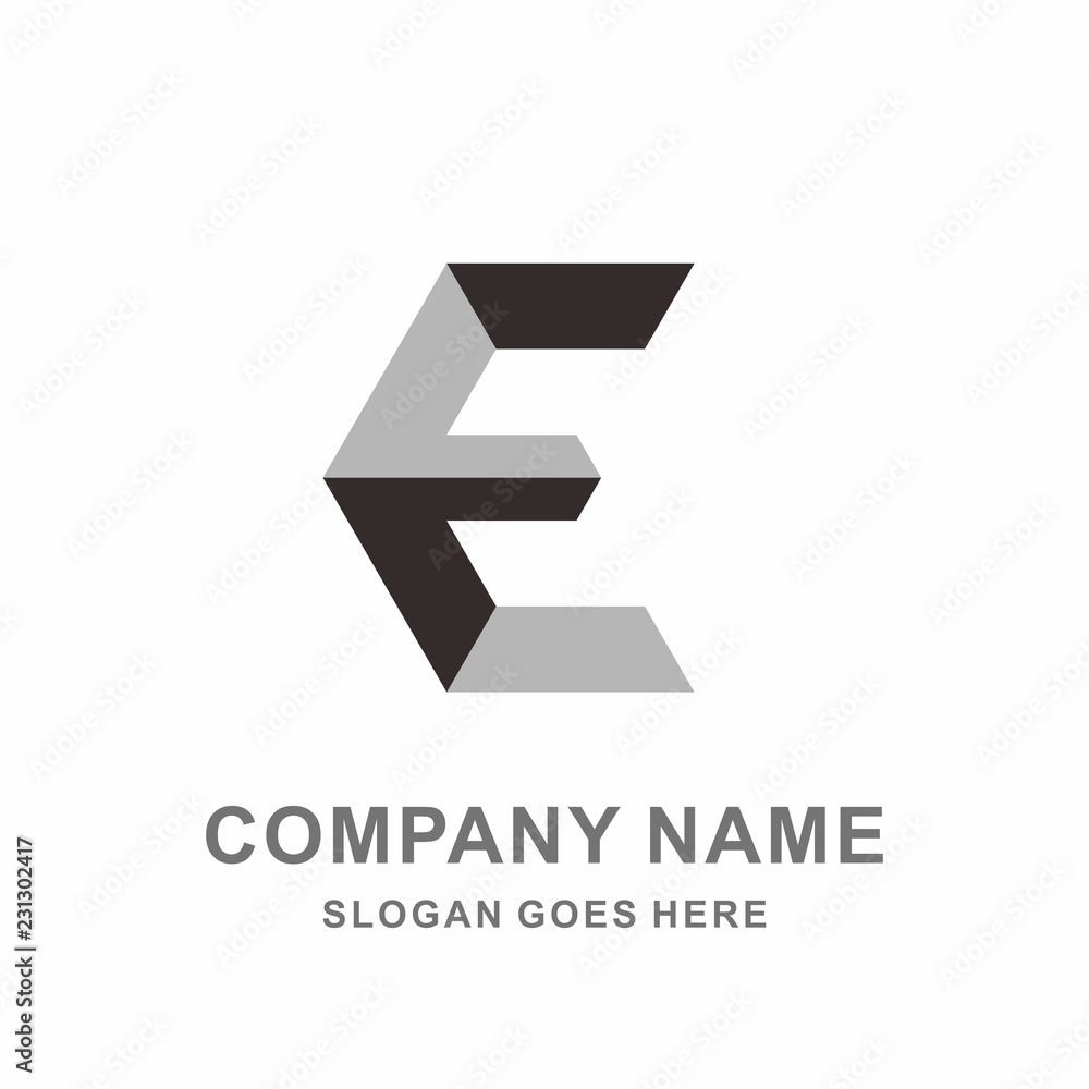 Obraz premium Monogram Letter E Geometric Square Space Cube Architecture Construction Business Company Stock Vector Logo Design Template