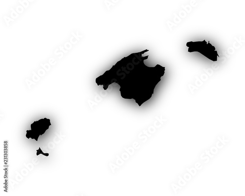 Karte der Balearen mit Schatten