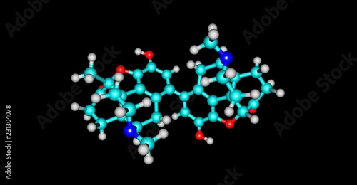 Metopon molecular structure isolated on black