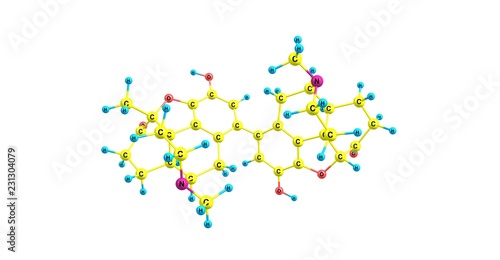 Fototapeta Naklejka Na Ścianę i Meble -  Metopon molecular structure isolated on white
