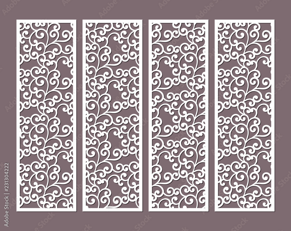 Laser cut panels with swirls lace pattern, template for cutting or wood ...