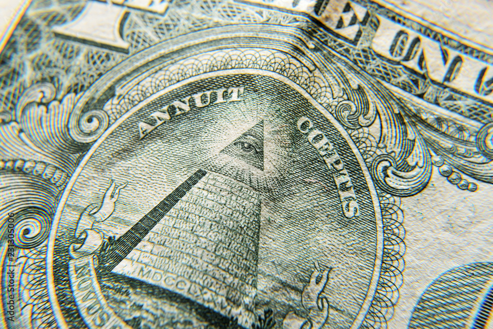 Dolar USA close up. Macro texture of a fragment of the dollar bill. USD banknote texture. One hundred American dollars macro.