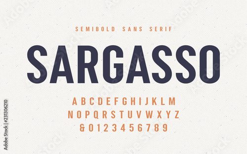 Sargasso semibold san serif vector font, alphabet, typeface