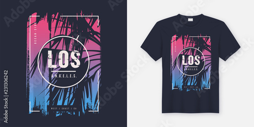 Los Angeles California graphic tee vector design with palm tree 