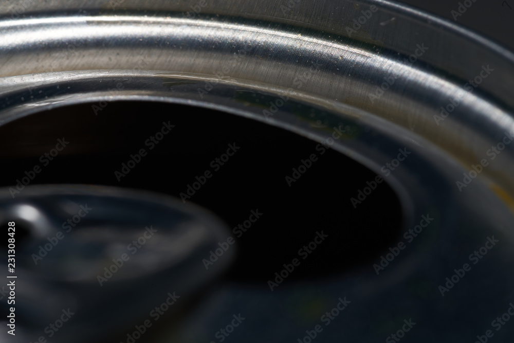 Aluminum can, check for opening, macro photo Aluminum can, check for opening, macro photo