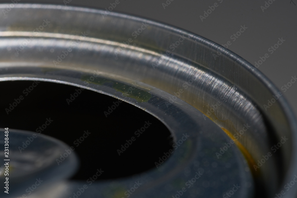 Aluminum can, check for opening, macro photo Aluminum can, check for opening, macro photo