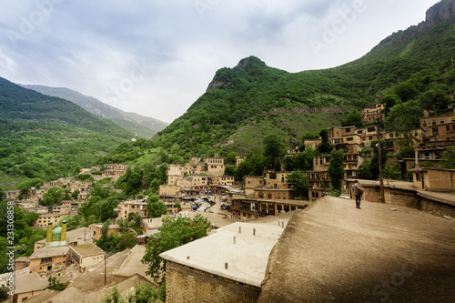 Historical town Masuleh in Gilan Province, Iran. Between great mountains and landscapes..Masuleh architecture is unique. The buildings have been built into the mountain and are interconnected.