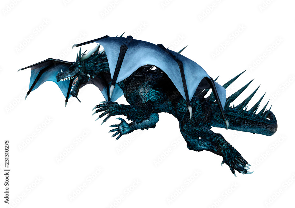 Naklejka premium 3D Rendering Fairy Tale Dragon na białym tle