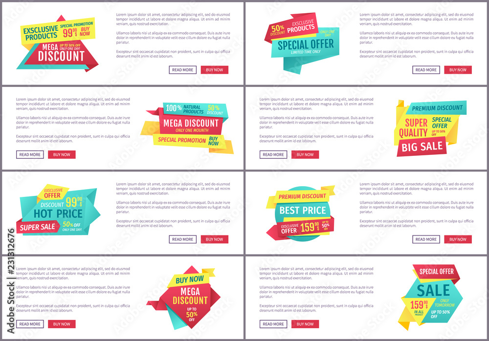 Special offer banners set, vector design icons