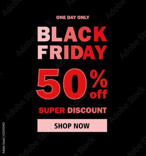 Black Friday. Sale Offers: up to 50% Off . Vector illustration.