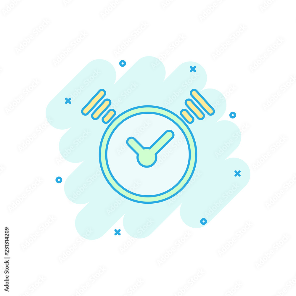 Vector cartoon clock timer icon in comic style. Time alarm concept illustration pictogram. Stopwatch clock business splash effect concept. Vector cartoon clock timer icon in comic style. Time alarm concept illustration pictogram. Stopwatch clock business splash effect concept.