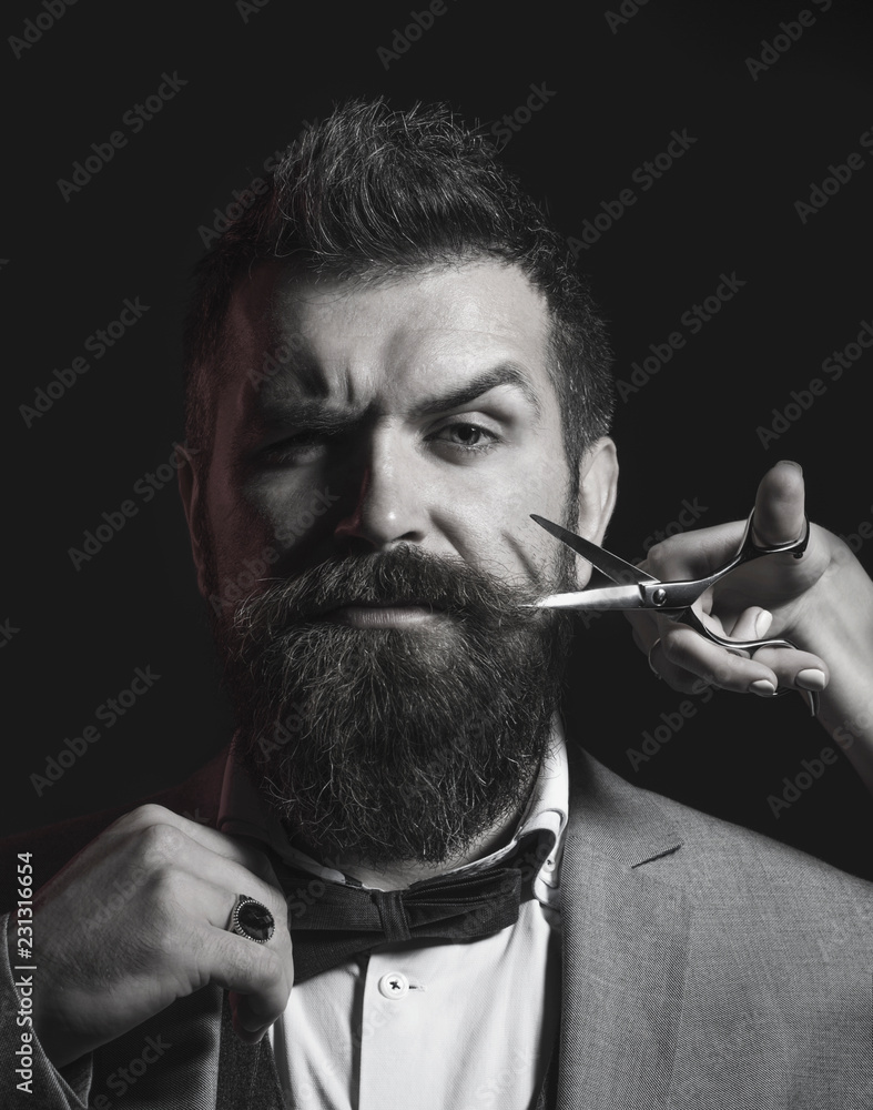 An Africanamerican Brazilian Barber Is Cutting With Scissors And Combing  The Hair Of The Head To A Caucasian Man With A Beard Hipster Style Vintage  Stock Photo - Download Image Now - iStock