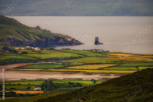 Nice view of Atlantic ocean bay and surrondings in County Kerry, Ireland photo