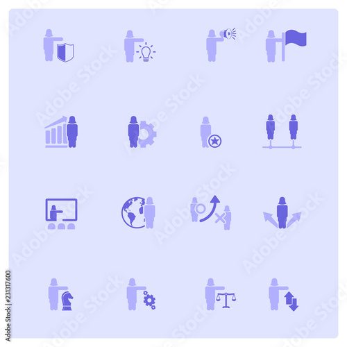 Business and management icon set - woman, female characters 