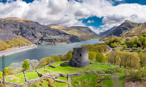Photo Aerial of Dolbadarn Castle at Llanberis in Snowdonia National Park in Wales