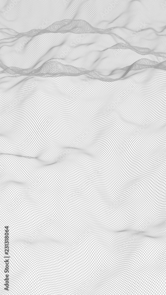 Abstract landscape on a white background. Cyberspace grid. Hi-tech network. 3d technology illustration Abstract landscape on a white background. Cyberspace grid. Hi-tech network. 3d technology illustration