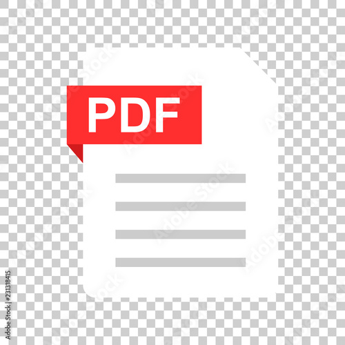 Pdf document note icon in flat style. Paper sheet vector illustration on isolated background. Pdf notepad document business concept. photo