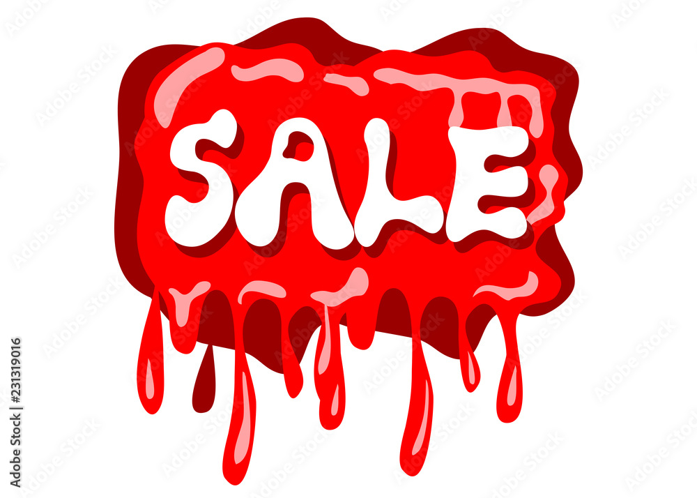 sale red sign with drop water graphic style on white colour sale red sign with drop water graphic style on white colour