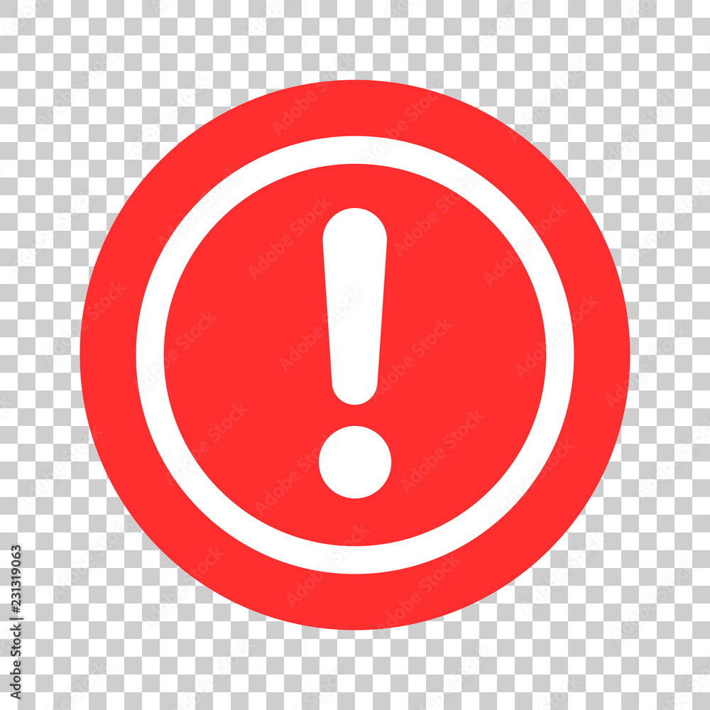 Exclamation mark icon in flat style. Danger alarm vector illustration on isolated background. Caution risk business concept. Exclamation mark icon in flat style. Danger alarm vector illustration on isolated background. Caution risk business concept.