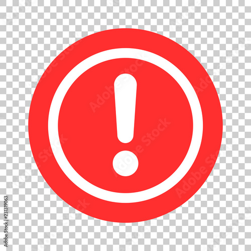 Wallpaper Mural Exclamation mark icon in flat style. Danger alarm vector illustration on isolated background. Caution risk business concept. Torontodigital.ca