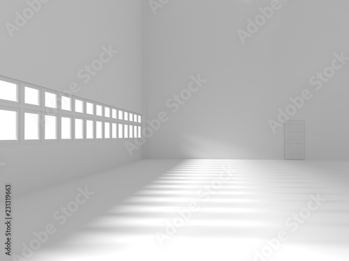 Empty room with window shadow  3D rendering