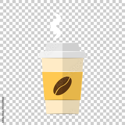 Coffee, tea cup icon in flat style. Coffee mug vector illustration on isolated background. Drink business concept.