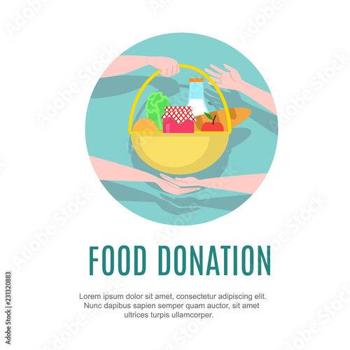 Food donation design template. Charity vector illustration