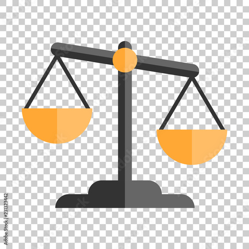 Scale comparison icon in flat style. Balance weight vector illustration on isolated background. Scale compare business concept.