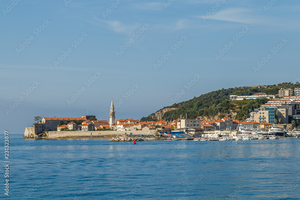 View of the old town of Budva from the sea