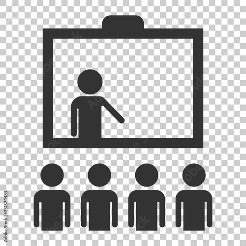 Training education icon in flat style. People seminar vector illustration on isolated background. School classroom lesson business concept.