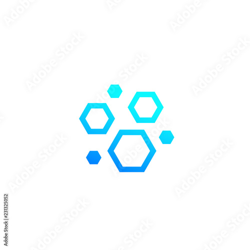 nanoparticles, hexagon nano molecules vector icon