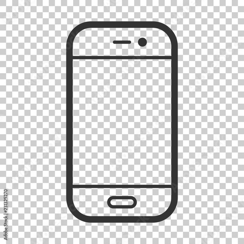 Smartphone icon in flat style. Phone handset vector illustration on isolated background. Smartphone business concept.