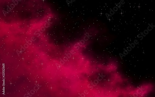 Colorful and beautiful space background. Outer space. Starry outer space texture. Templates, red background. 3D illustration