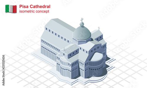 The Pisa Cathedral isometric vector icon.