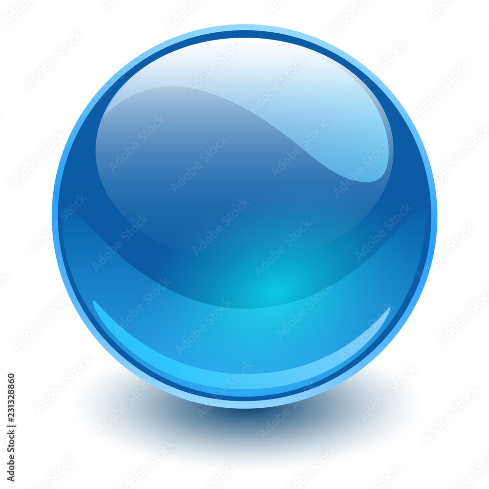 Glass sphere, blue vector ball.
