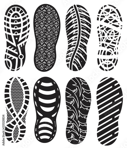 Shoe prints vector set