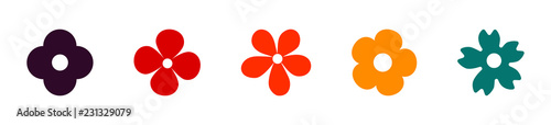 Flower icons set. Flowers in flat design. Early spring flowers