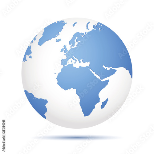 blue earth icon isolated on white background